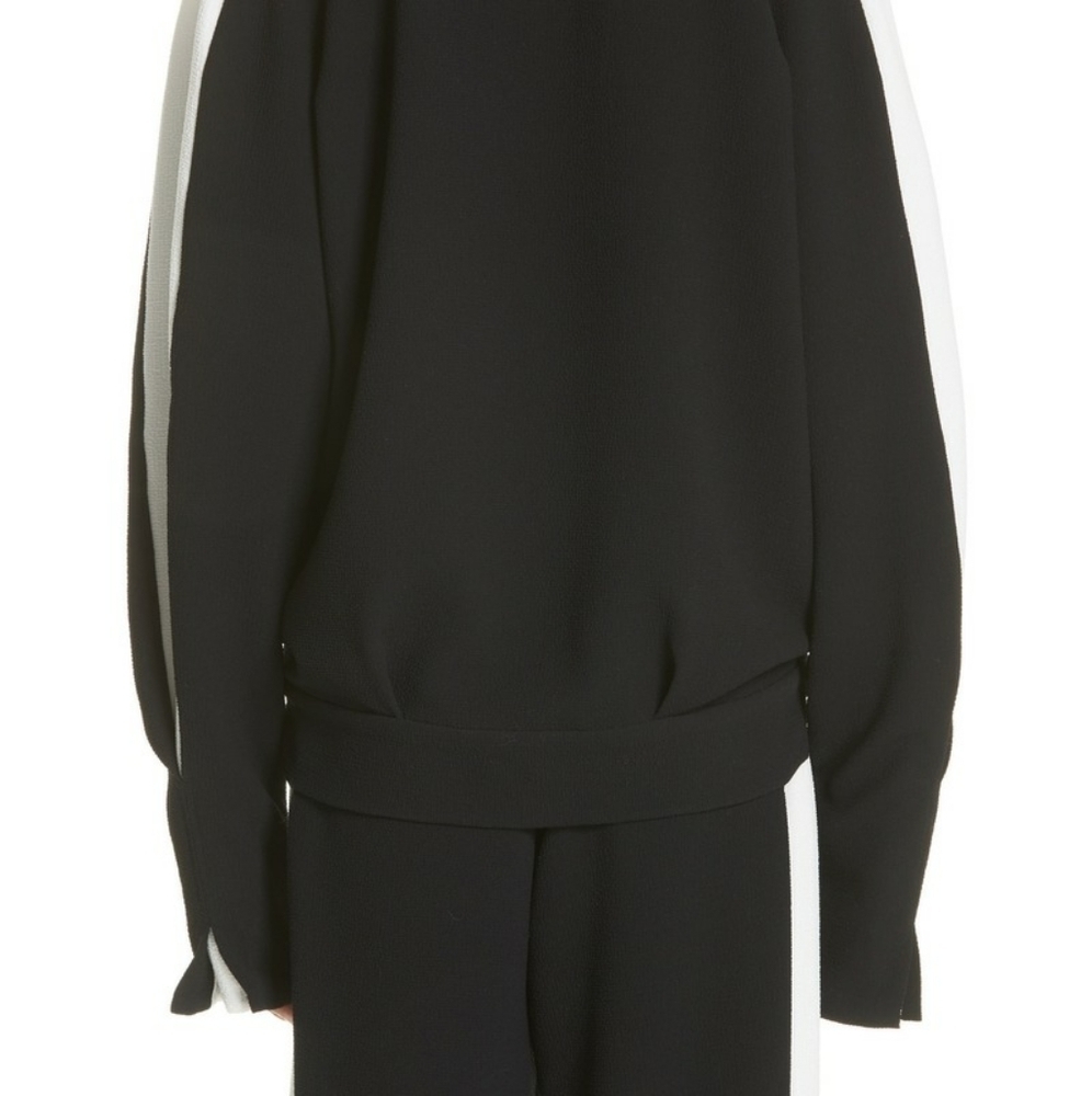 RACHEL COMEY BLACK WHITE CONVENE‎ SIDE STRIPE TOP 0